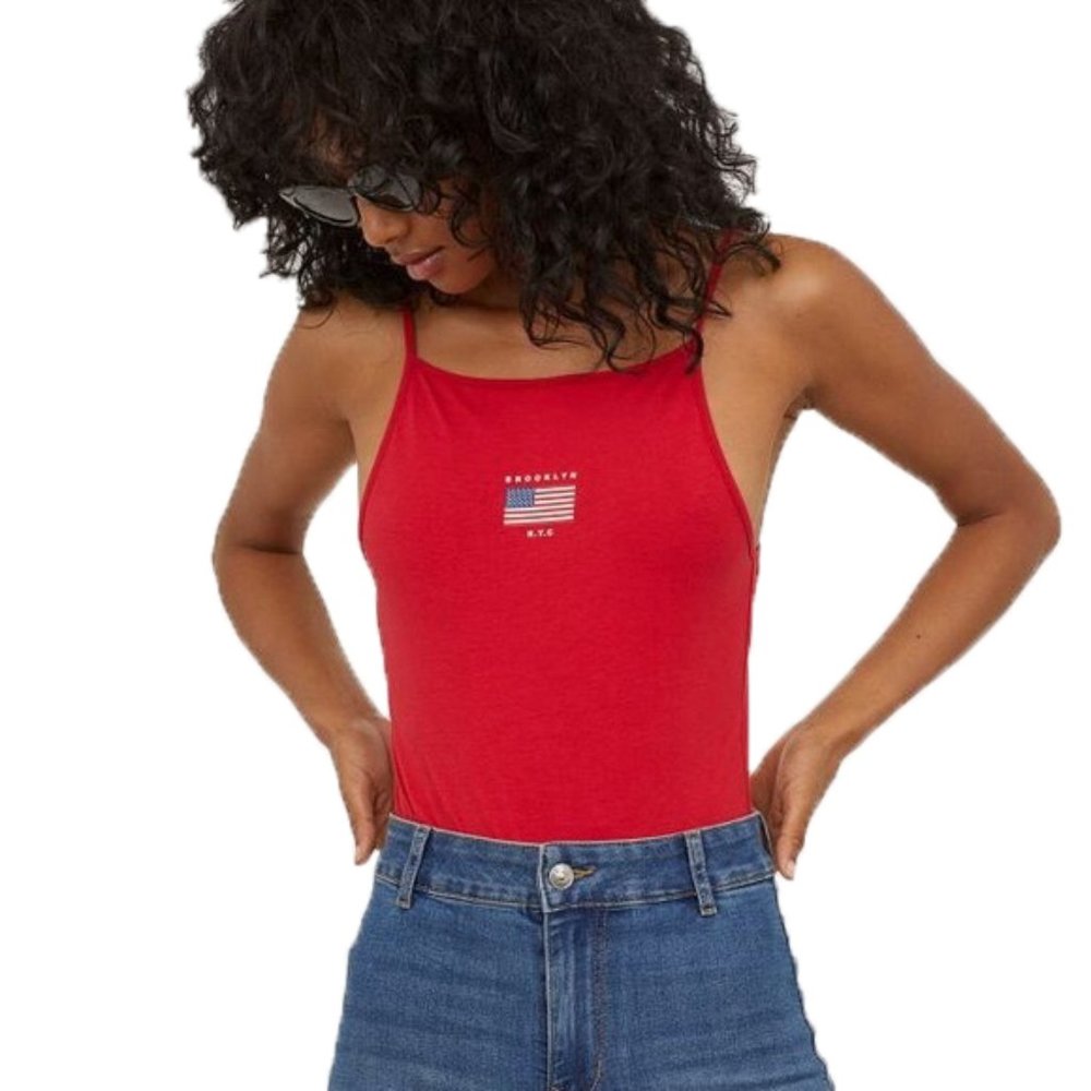 ✨ Divided Brooklyn NYC Red Crop Tank Top